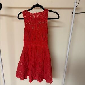 Adelyn Rae Vibrant Red Lace Dress
